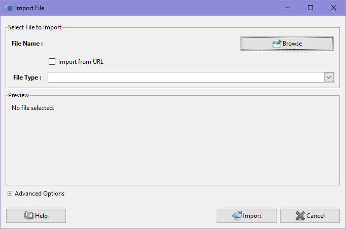 Import dialog
