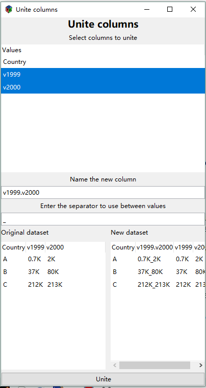 Unite columns